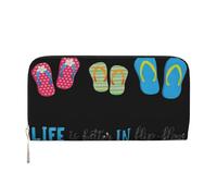 VPPUR Chanclas de caligrafía, zapatos de playa, cartera hecha a mano para mujer, cartera para mujer, cartera para viajes, casual, a la moda, Negro -, Talla única, Arte