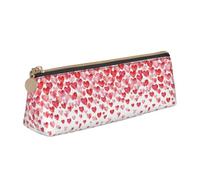 VPPUR Falling Red Hearts Print Daily - Estuche pequeño triangular con soporte para bolígrafos con cremallera para herramientas de escritura, blanco, One Size