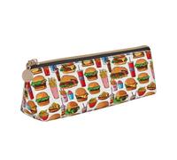 VPPUR Fast Food Print Daily - Estuche pequeño triangular con soporte para bolígrafos con cremallera para herramientas de escritura, blanco, One Size