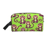 VPPUR Green Clever Monkey Print - Bolsa de almacenamiento con cremallera de gran capacidad, organizador de cosméticos de viaje para artículos de tocador y maquillaje, Blanco, Talla única