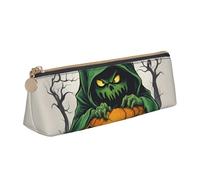 VPPUR Green Ghost Horror Halloween Pumpkin 1 Print Daily Small Pencil Case Triangle Pouch with Zipper Pen Holder for Writing Tools, blanco, One Size