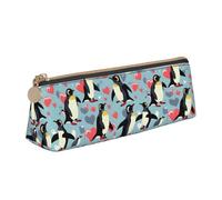 VPPUR I Love Penguins - Estuche pequeño con diseño de pingüinos, estuche triangular con soporte para bolígrafos con cremallera para herramientas de escritura, blanco, One Size