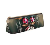 VPPUR Jazz Drum Print Daily - Estuche pequeño triangular con soporte para bolígrafos con cremallera para herramientas de escritura, blanco, One Size