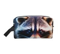 VPPUR Little Raccoon - Bolsa de almacenamiento de gran capacidad con cremallera, organizador de cosméticos de viaje para artículos de tocador y maquillaje, Blanco, Talla única