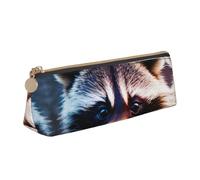 VPPUR Little Raccoon - Estuche pequeño para lápices con diseño de cara de mapache con soporte para bolígrafos con cremallera para herramientas de escritura, blanco, One Size