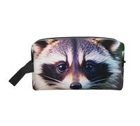 VPPUR Little Raccoon Face 1 - Bolsa de almacenamiento de gran capacidad con cremallera, organizador de cosméticos de viaje para artículos de tocador y maquillaje, Blanco, Talla única