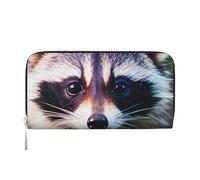 VPPUR Little Raccoon Face 1 - Cartera de mano con estampado de cara de mapache hecha a mano para mujer, cartera para viajes, casual, a la moda, Negro -, Talla única, Arte