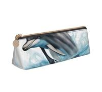 VPPUR Ocean Dolphin Looking at You Print Daily - Estuche pequeño triangular con soporte para bolígrafos con cremallera para herramientas de escritura, blanco, One Size