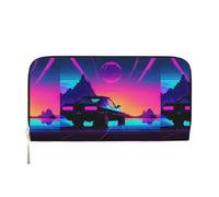VPPUR Retrowave - Cartera de mano con impresión de imágenes para mujer, cartera para viajes, casual, a la moda, Negro -, Talla única, Arte