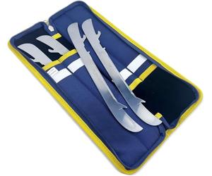 VPRO Bolsa de cuchillas para patines de hielo, color azul marino con borde amarillo, protección profesional de la hoja