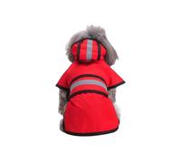 VPVCKMVTVZ Chubasquero Reflectante Impermeable for Perros, Equipo a Prueba de Viento de 4 Patas de Cobertura Completa for Perros pequeños, Ajustable for caniche Bichon(Red,M)
