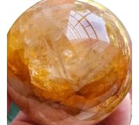 VPWJWFKOVI 1pc 510-600g Golden Healer Fire Hematoid Crystal Ball Orbit Statue