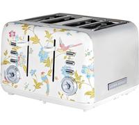 VQ Laura Ashley 4 Ranuras Tostadora Pan con Modos de Calefacción, Descongelación y Recalentamiento Ajustables. Acero Inoxidable Tostadora Vintage con Soporte para Calentar Croissants