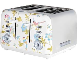 VQ Laura Ashley 4 Ranuras Tostadora Pan con Modos de Calefacción, Descongelación y Recalentamiento Ajustables. Acero Inoxidable Tostadora Vintage con Soporte para Calentar Croissants