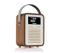 VQ Retro Mini Radio Digital Dab+/Dab con Bluetooth, FM y Función de Radio-Despertador - Alimentada por Corriente y Batería Radio Portatil con Antena, Clavija para Auriculares y Puerto USB - Nogal