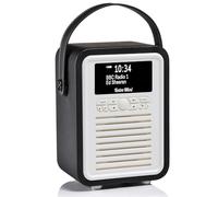 VQ Retro Mini Radio Digital Dab+/Dab con Bluetooth, FM y Función de Radio-Despertador - Alimentada por Corriente y Batería Radio Portatil con Antena, Clavija para Auriculares y Puerto USB - Negro