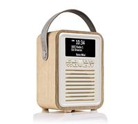 VQ Retro Mini Radio Digital Dab+/Dab con Bluetooth, FM y Función de Radio-Despertador - Alimentada por Corriente y Batería Radio Portatil con Antena, Clavija para Auriculares y Puerto USB - Roble