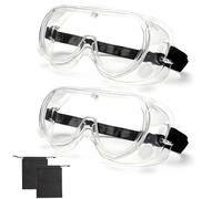 VQBKHO 2Pzs Gafas de Seguridad Antivaho para Trabajo, Gafas Protectoras Transparentes contra Polvo y Salpicaduras Compatibles con Gafas Graduadas para Laboratorio Construcción y Deporte