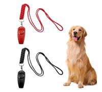 VQUNBG 2 Piezas Silbato para Perros, 2 En 1 Profesional Clicker para Perros, Alta frecuencia llamados a revisión Dog Whistle con Cordón Trenzado para Entrenamiento de Perro(Negro/Rojo)
