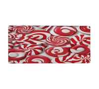 VQUVQV Alfombrilla de mouse grande con diseño de caramelo rojo y blanco, alfombrilla protectora de escritorio con base de goma antideslizante para el trabajo, oficina, hogar