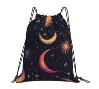 VQUVQV Bolsa con cordón para niños y adultos, mochila deportiva ligera e impermeable para natación, playa, viajes, Estrellas y lunas