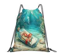 VQUVQV Bolsa con cordón para niños y adultos, mochila deportiva ligera e impermeable para natación, playa, viajes, Botella de agua Ocean Medusa