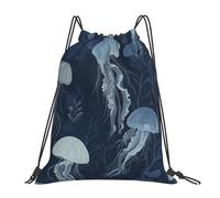 VQUVQV Bolsa con cordón para niños y adultos, mochila deportiva ligera e impermeable para natación, playa, viajes, Medusa marina