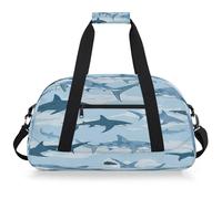 VQUVQV Bolsa de deporte para gimnasio, resistente al agua, bolsa de viaje de fin de semana, bolsas de noche para niños y niñas, Navy Sharks Swimming
