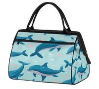 VQUVQV Bolsa de viaje impermeable para deportes, gimnasio, fin de semana, para hombres y mujeres, Animales marinos de delfines de dibujos animados
