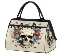 VQUVQV Bolsa de viaje impermeable para deportes, gimnasio, fin de semana, para hombres y mujeres, Calavera esqueleto mariposa