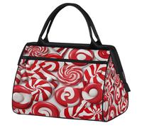 VQUVQV Bolsa de viaje impermeable para deportes, gimnasio, fin de semana, para hombres y mujeres, Caramelo rojo y blanco
