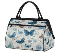VQUVQV Bolsa de viaje impermeable para deportes, gimnasio, fin de semana, para hombres y mujeres, Hermosa flor de mariposa azul