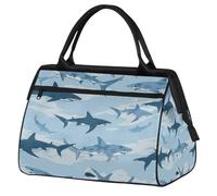 VQUVQV Bolsa de viaje impermeable para deportes, gimnasio, fin de semana, para hombres y mujeres, Navy Sharks Swimming