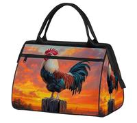 VQUVQV Bolsa de viaje impermeable para deportes, gimnasio, fin de semana, para hombres y mujeres, Rooster in the Sunset
