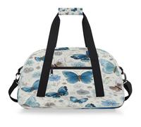 VQUVQV Bolsa de viaje para hombre y mujer, resistente al agua, para deportes, gimnasio, fin de semana, para la noche, Hermosa flor de mariposa azul