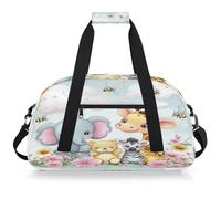 VQUVQV Bolsa de viaje para hombre y mujer, resistente al agua, para deportes, gimnasio, fin de semana, para la noche, Lindo animal elefante jirafa cebra