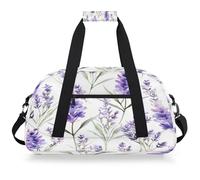 VQUVQV Bolsa de viaje para hombre y mujer, resistente al agua, para deportes, gimnasio, fin de semana, para la noche, Lavanda Floral Flor Morada
