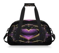 VQUVQV Bolsa de viaje para hombre y mujer, resistente al agua, para deportes, gimnasio, fin de semana, para la noche, Corazones morados y dorados