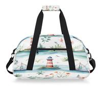 VQUVQV Bolsa de viaje para hombre y mujer, resistente al agua, para deportes, gimnasio, fin de semana, para la noche, Velero con faro náutico del océano