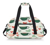 VQUVQV Bolsa de viaje para hombre y mujer, resistente al agua, para deportes, gimnasio, fin de semana, para la noche, Corazón de taza de té
