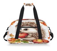 VQUVQV Bolsa de viaje para hombre y mujer, resistente al agua, para deportes, gimnasio, fin de semana, para la noche, Lindo erizo con hojas de otoño