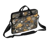 VQUVQV Bolsa para laptop para mujeres y hombres, bolsa de mensajero impermeable con correa para el hombro, Hoja de otoño negra y dorada