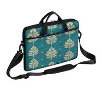 VQUVQV Bolsa para laptop para mujeres y hombres, bolsa de mensajero impermeable con correa para el hombro, Patrón de hoja dorada verde azulado