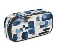 VQUVQV Estuche para lápices de gran capacidad, con cremallera, organizador de artículos de papelería, Arte abstracto cuadrado azul, Organizador de bolsas