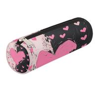 VQUVQV Estuche para lápices, suministros escolares, bolsa para bolígrafos para niñas, niños, estudiantes, almacenamiento de artículos de papelería, Corazones rosas y negros, Organizador de bolsas