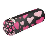 VQUVQV Estuche para lápices, suministros escolares, bolsa para bolígrafos para niñas, niños, estudiantes, almacenamiento de artículos de papelería, Corazones rosas y negros, Organizador de bolsas