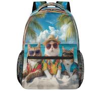 VQUVQV Mochila para mujeres y hombres, mochila escolar ligera para laptop, mochila informal para la universidad, trabajo, viajes, Three Cute Cats Beach