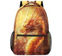 VQUVQV Mochila para mujeres y hombres, mochila escolar ligera para laptop, mochila informal para la universidad, trabajo, viajes, Dragón dorado