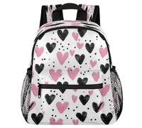 VQUVQV Mochila para niños y niñas, mochila de jardín de infantes, mochila escolar, mochila de viaje, mochila de viaje para niños de 3 a 8 años, Bonitos corazones rosas y negros