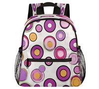 VQUVQV Mochila para niños y niñas, mochila de jardín de infantes, mochila escolar, mochila de viaje, mochila de viaje para niños de 3 a 8 años, Patrón circular rosa y morado